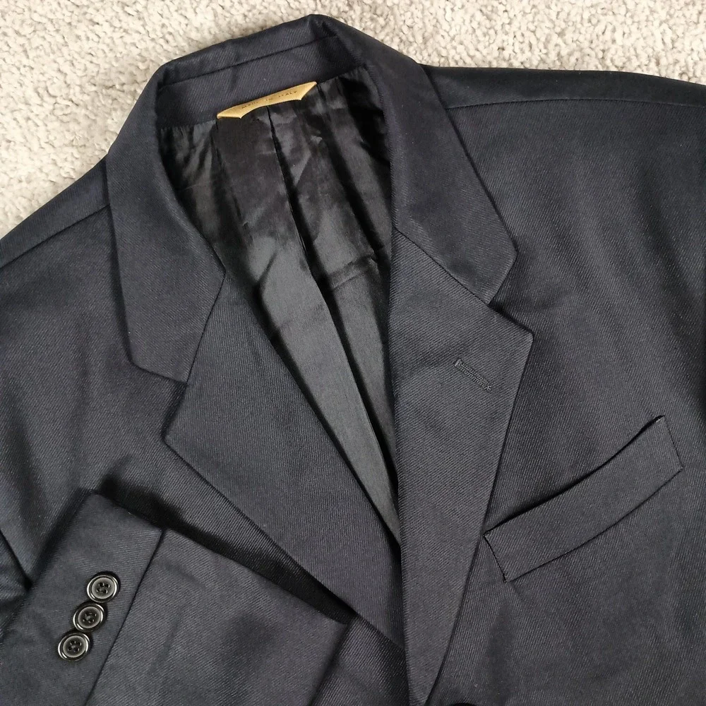 Donna Karan 40R 33W Mens Navy Blue 100% Wool 3-Button Made in Italy Suit
